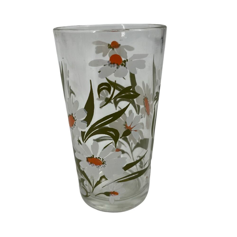Vintage Daisy Tumbler Drinking Glass Painted Water Juice‎ Picnic